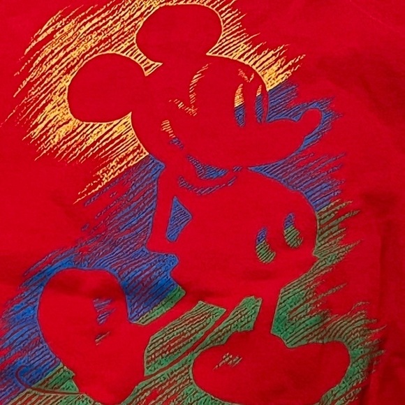 Vintage 1990s Mickey Mouse Red Disney World Cartoon Crewneck Sweatshirt - Picture 3 of 3